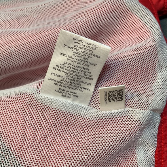 Adidas Windbreaker Jacket Mens Large Red Black Striped Wind Resistant Outdoor - Picture 9 of 12